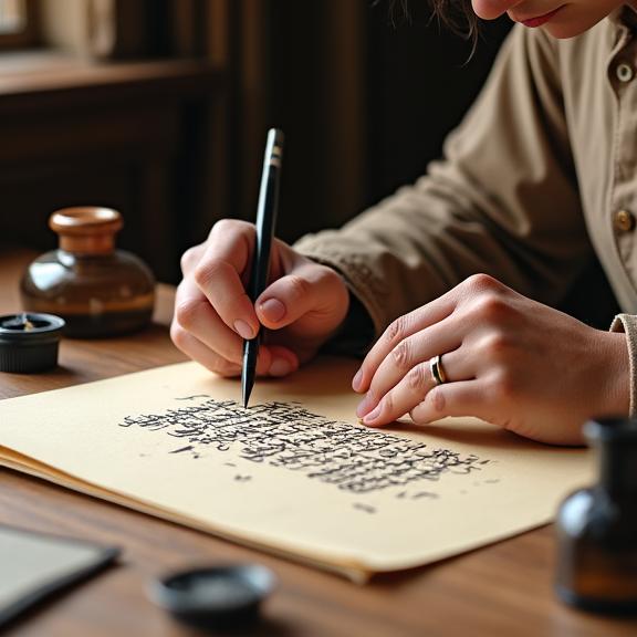 Maestro calligrafo al lavoro